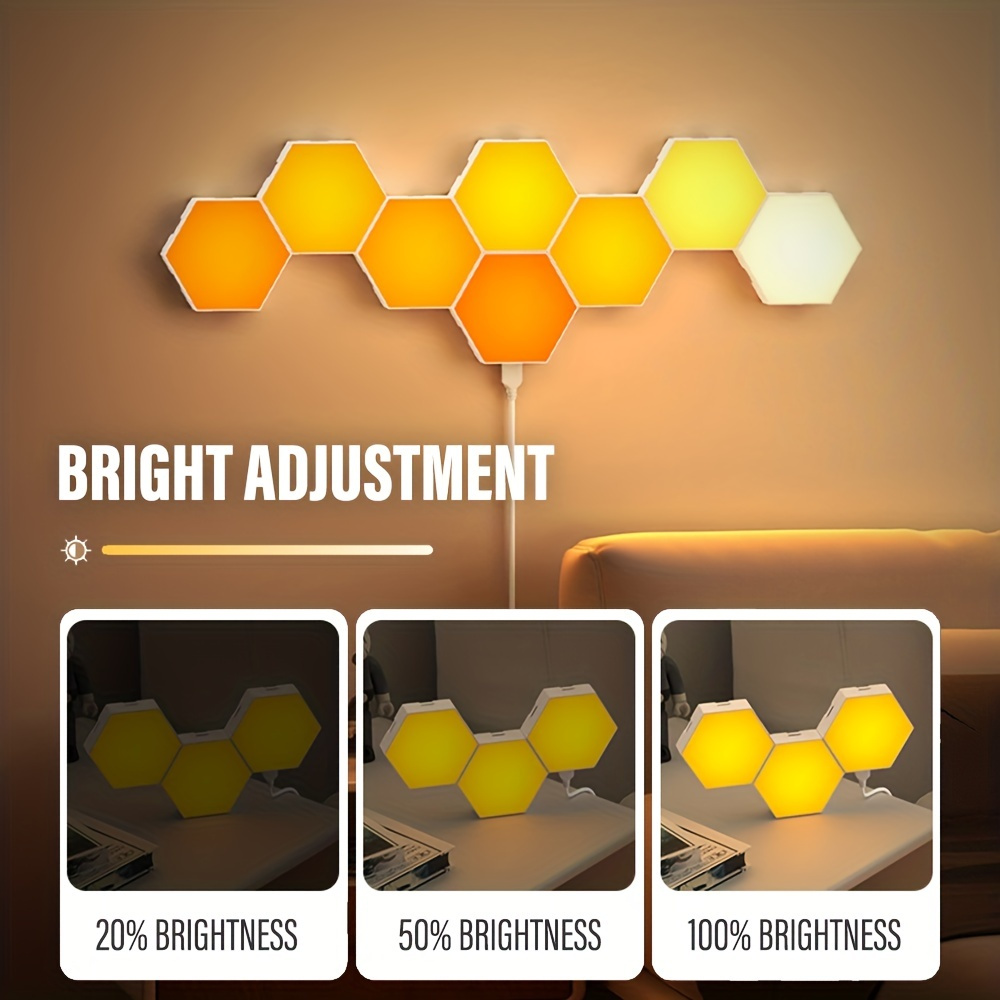 10pcs Rgb Wireless Led Hexagon Light Indoor Wall Light App Remote Control  Night Light Computer Game Room Bedroom Bedside Decoration - Sports &  Outdoors - Temu