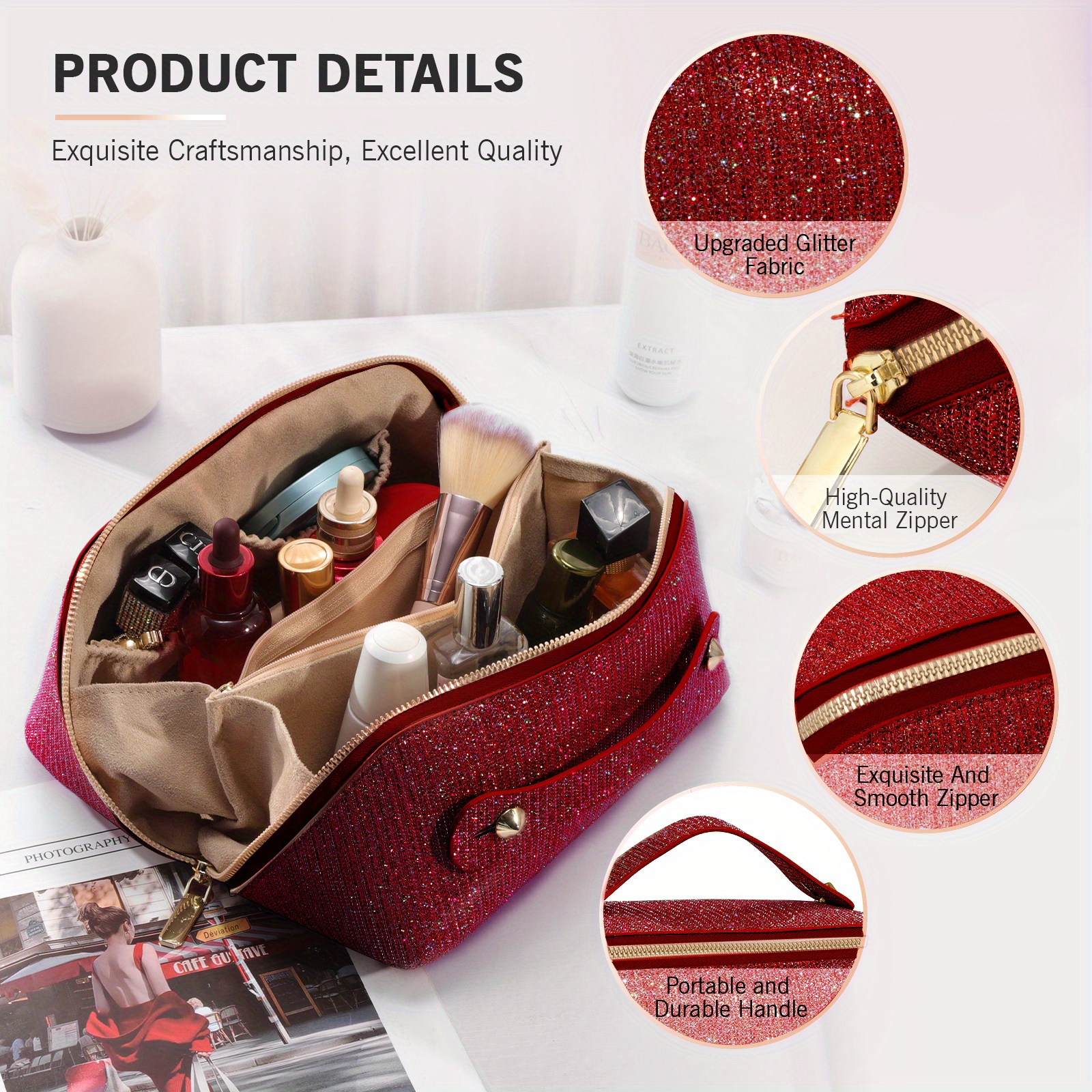 Bags, Travel Makeup Bag Large Makeup Bag Opens Flat For Easy Access