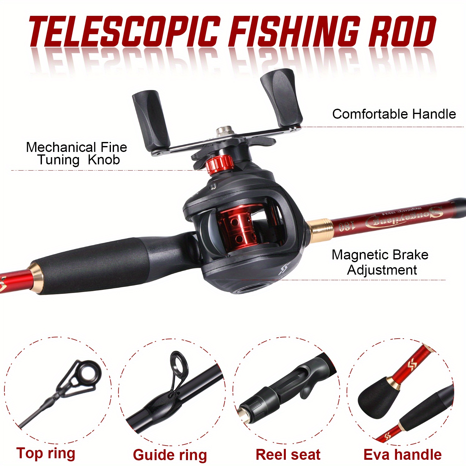 Sougayilang Baitcasting Reel Rod Combo Kit Portable - Temu