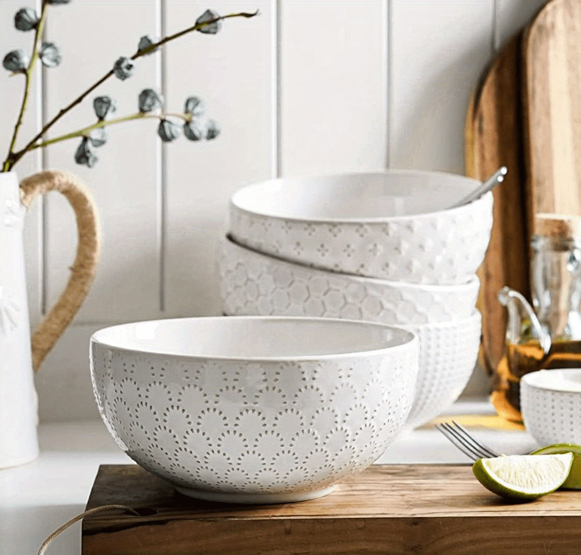 MALACASA 42 oz. White Porcelain Bowls Cereal Soup Ramen Bowls Set Serving  Bowls for Ice Cream Pasta and Snack(Set of 4) REGULAR-005 - The Home Depot