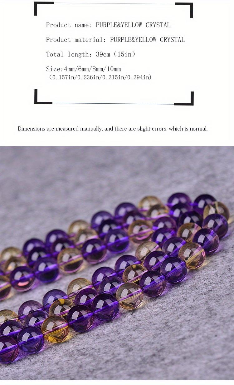 Amethyst Glass Beads Purple Round Energy Stone Handmade - Temu