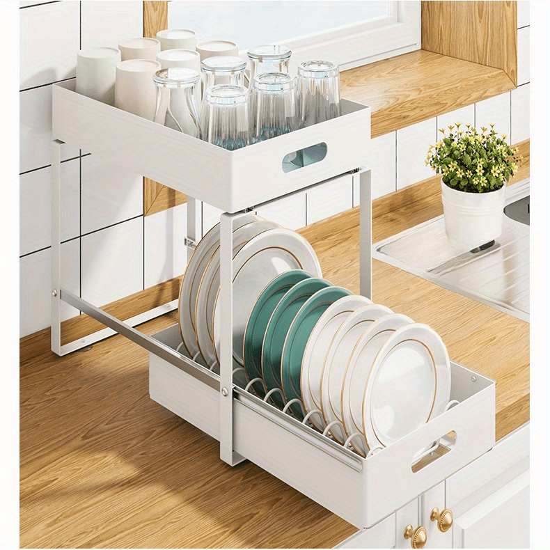 Dish Drying Rack Small Cabinet Built-in Shelf Kitchen Sink Drain