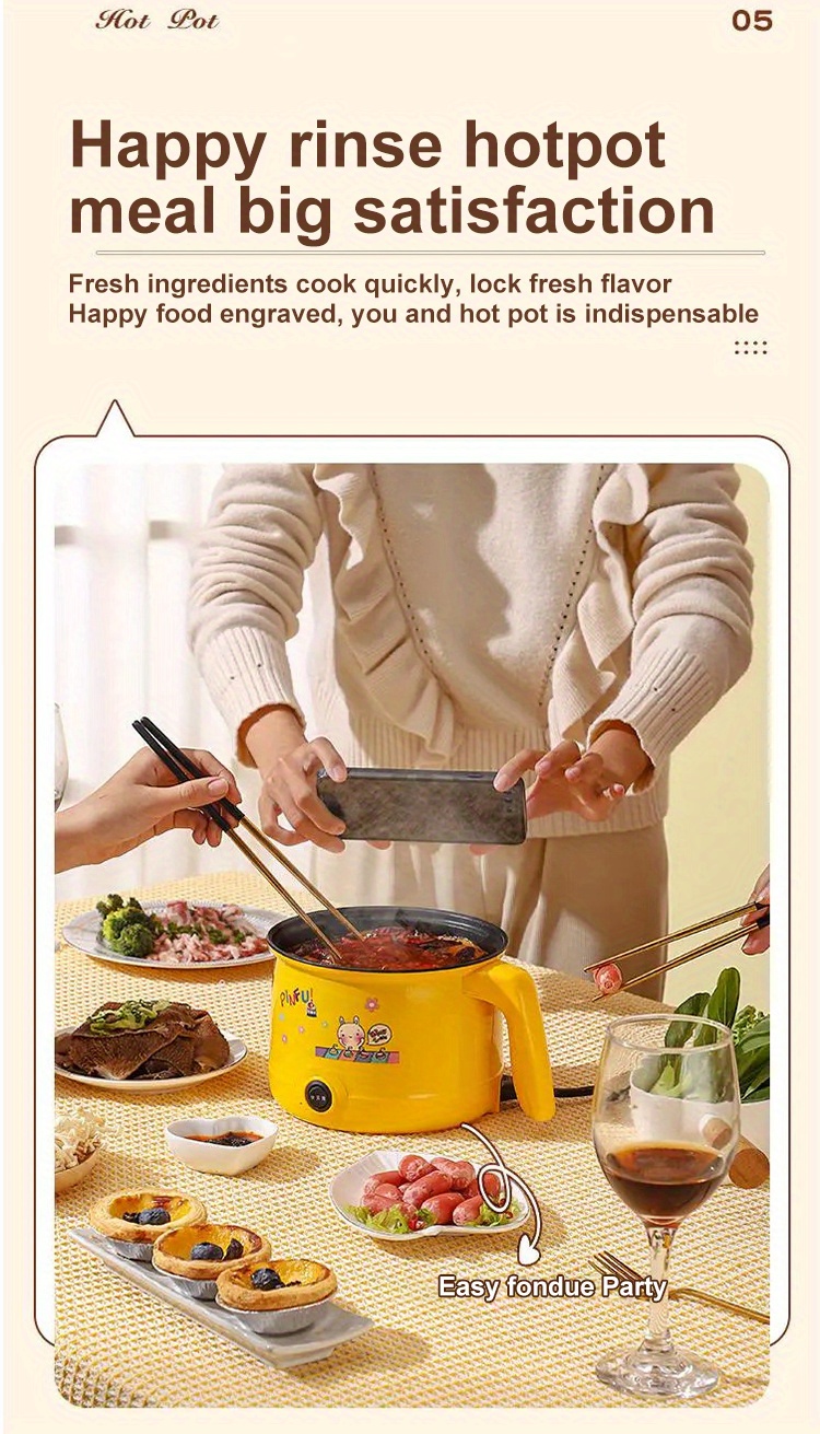 6.9 Electric Cooking Pot: Enjoy Double Deliciousness With Multi-Functional  Hot Pot, Stir-Fry, Braise, And Steam!