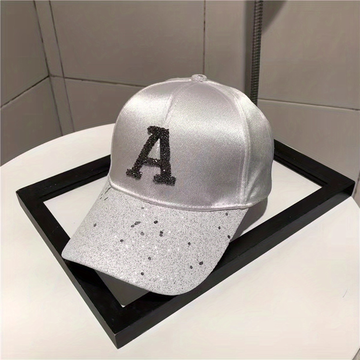 Glitter A Patch Baseball Cap Solid Y2K Sun Hats Hip Hop Dad Hat