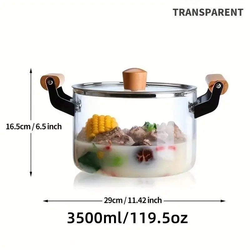 Glass Stockpot, Glass Pots For Cooking, High Borosilicate Glass Stock Pot  With Wooden Handles, Glass Pots And Pans Set, Kitchen Utensils, Kitchen  Gadgets, Kitchen Accessories, Home Kitchen Items, Multiple Sizes Optional 