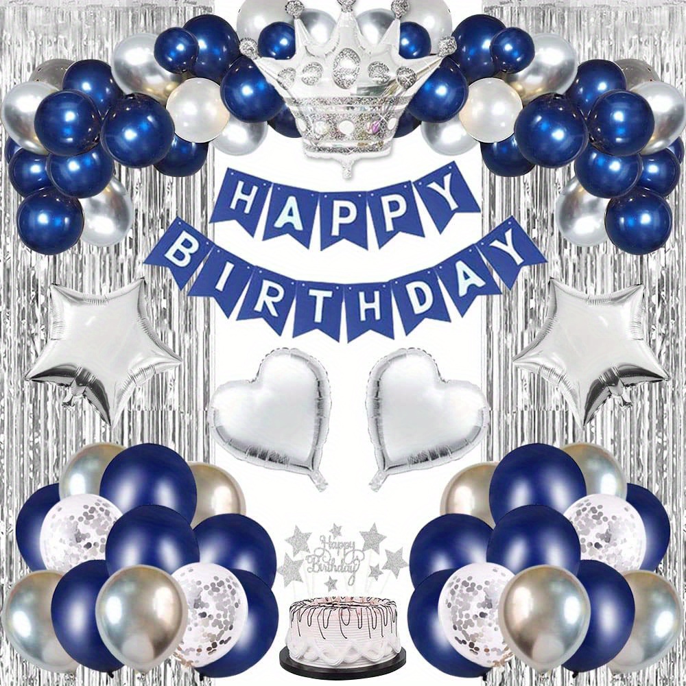 18 décorations d'anniversaire, 18 ans pour garçon, bleu marine, 18