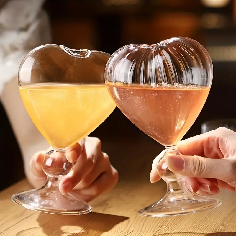 Creative Cocktail Glasses Cups: Clear Glass Heart Shaped Cocktail Wine  Glasses Novelty Wine Champagne Cup Schooner Goblet Cup Glasses Bar Club 