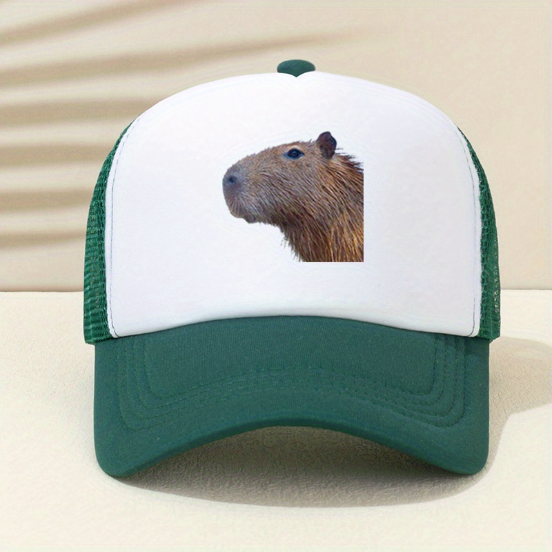 Capybara Print Baseball Cap Mesh Trucker Hat