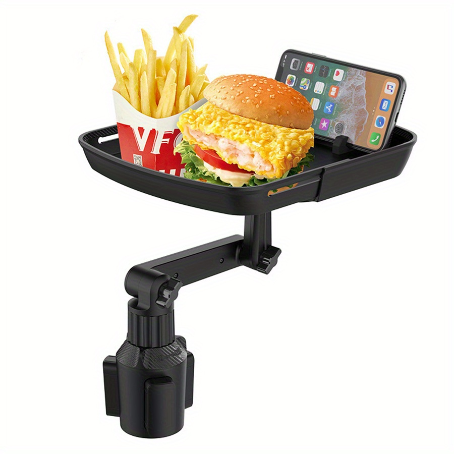 Seekfunning Cup Holder Food Tray for Car, Truck, Sturdy & Handy Organizer  Table for Car Cup Holders, 360° Adjustable Car Tray Table with Phone  Holder, Swivel Arm, Expandable Base 