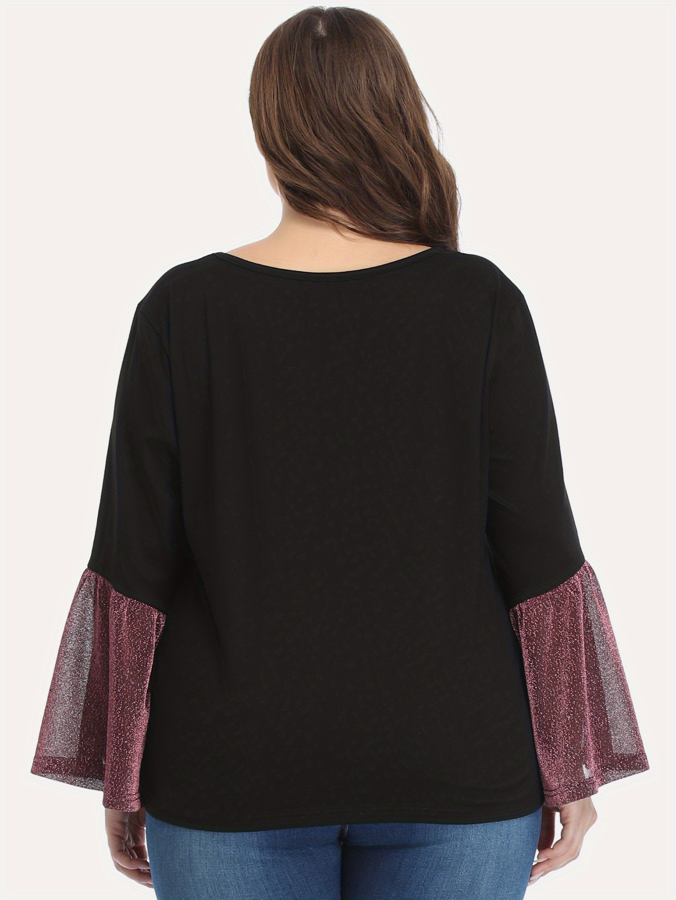 Damen Bluse In Großen Größen Plus Size Farbblock Glitzer Temu Switzerland