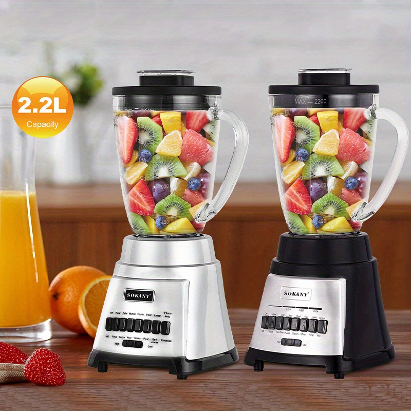 us plug full automatic professional countertop 14in1 blender 2200ml food processor home and commercial blender vegetable chopper ice breaker juicer stainless steel body crushed ice cutting vegetables mixing cream baby food 32000rpm details 1