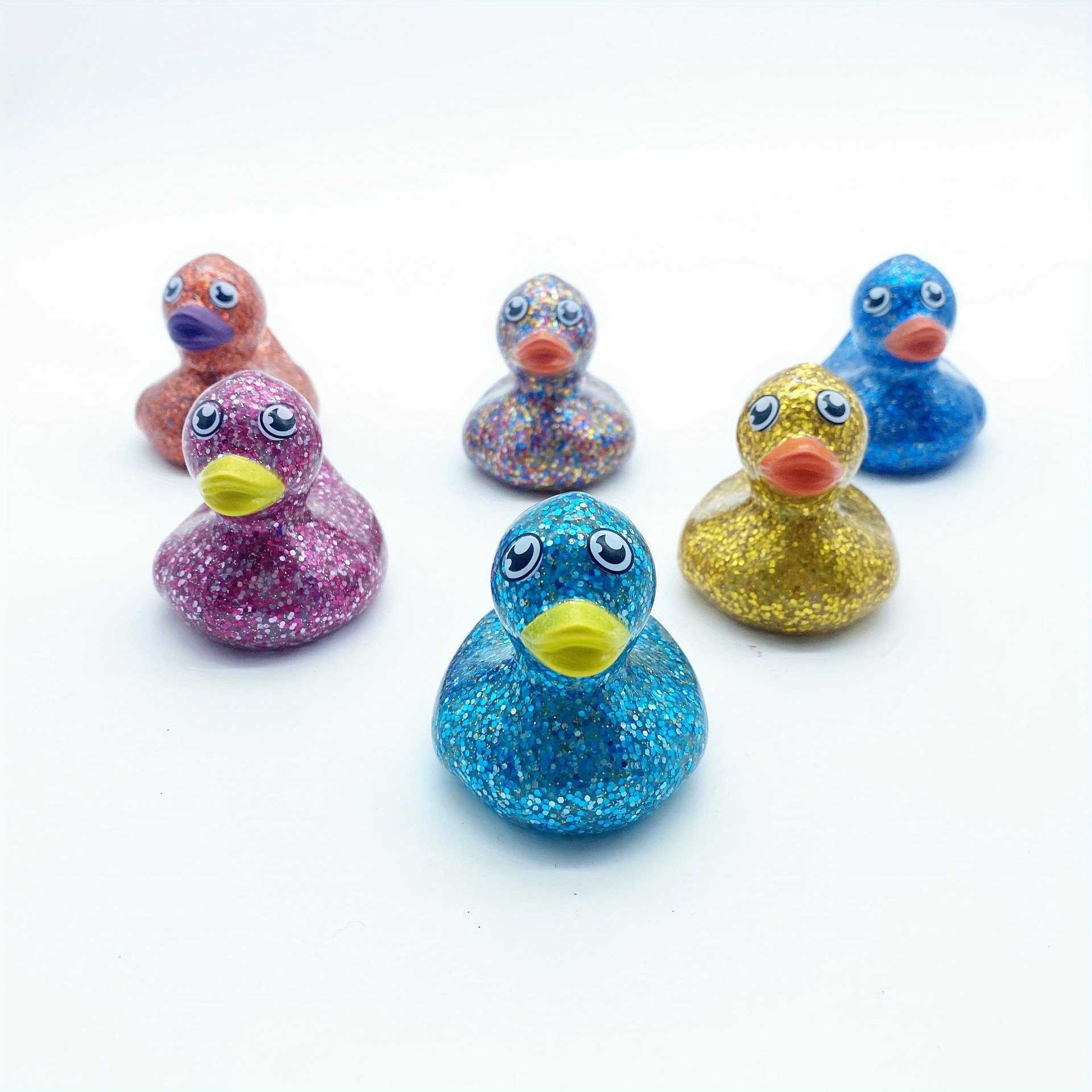 2pcs Rubber Ducks Toys Baby Bath Toys Kid Showers Toy Glitter Duck Toys  Children Summer Beach Swimming Little Duck Toys Assorted