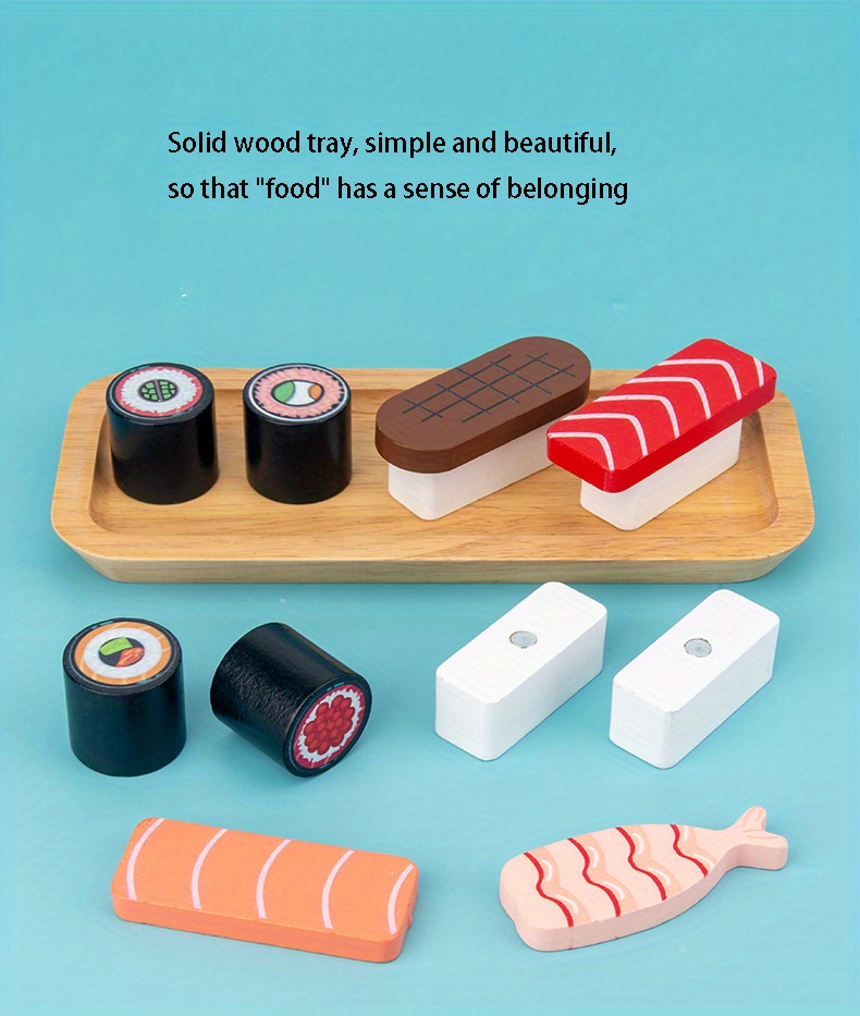 Delightful Wooden Simulation Sushi Set Toys Perfect For Kids' Food
