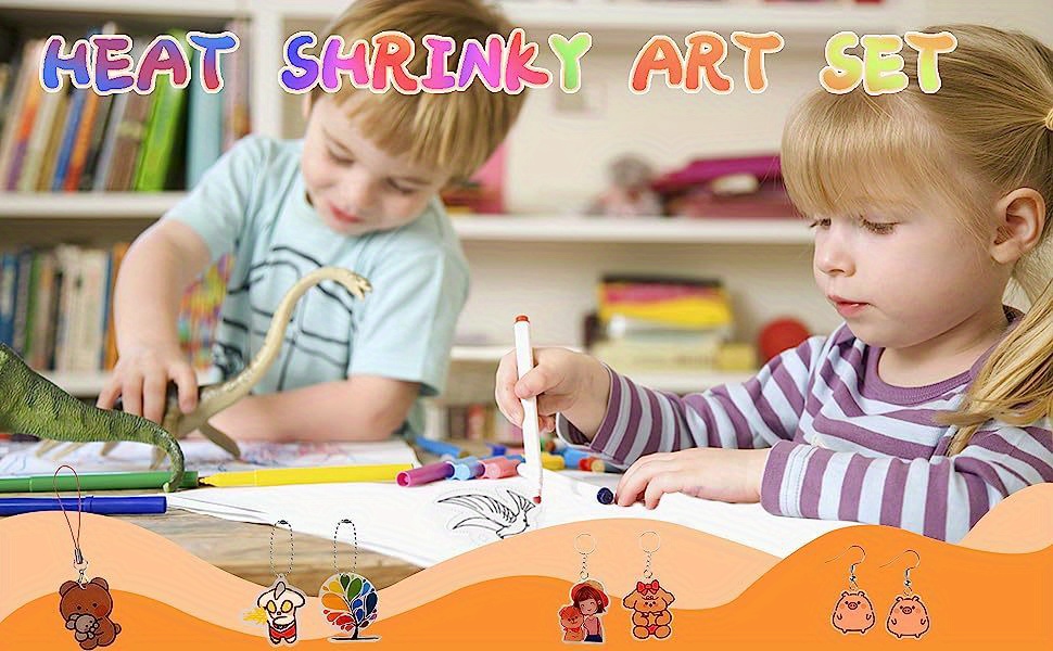 Shrinky Dinks Kits for Kids Shrinky Dinks Bops 8Pcs Heat Shrink Sheets Cute  Animal Pattern Shrink Plastic Art Paper for DIY Keychain Pendantft