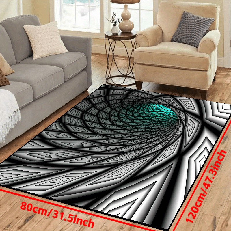 3d Vortex Illusion Black White Creative Doormat Non - Temu