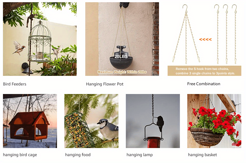 5 Packs Hanging Chains Garden Plant Hangers Hanging Bird Feeders