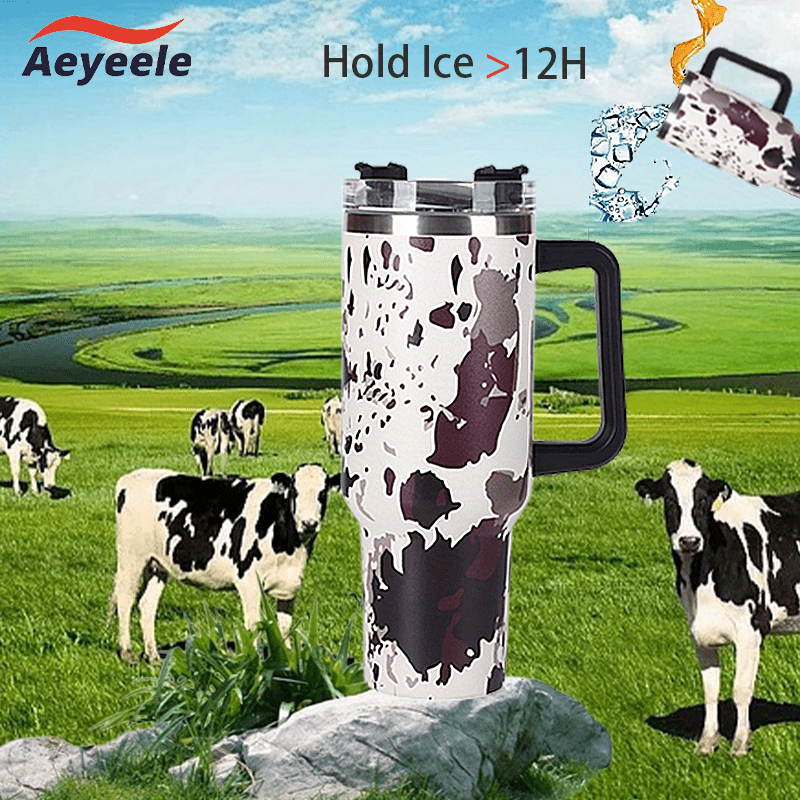 Cow Print Tumbler, 40 Oz Tumbler with Handle and Straw, Cute Cow Print  Cup/Coffee Mug/Travel Mug, Fun Cow Gifts for Cow Lovers Women, Cow Print