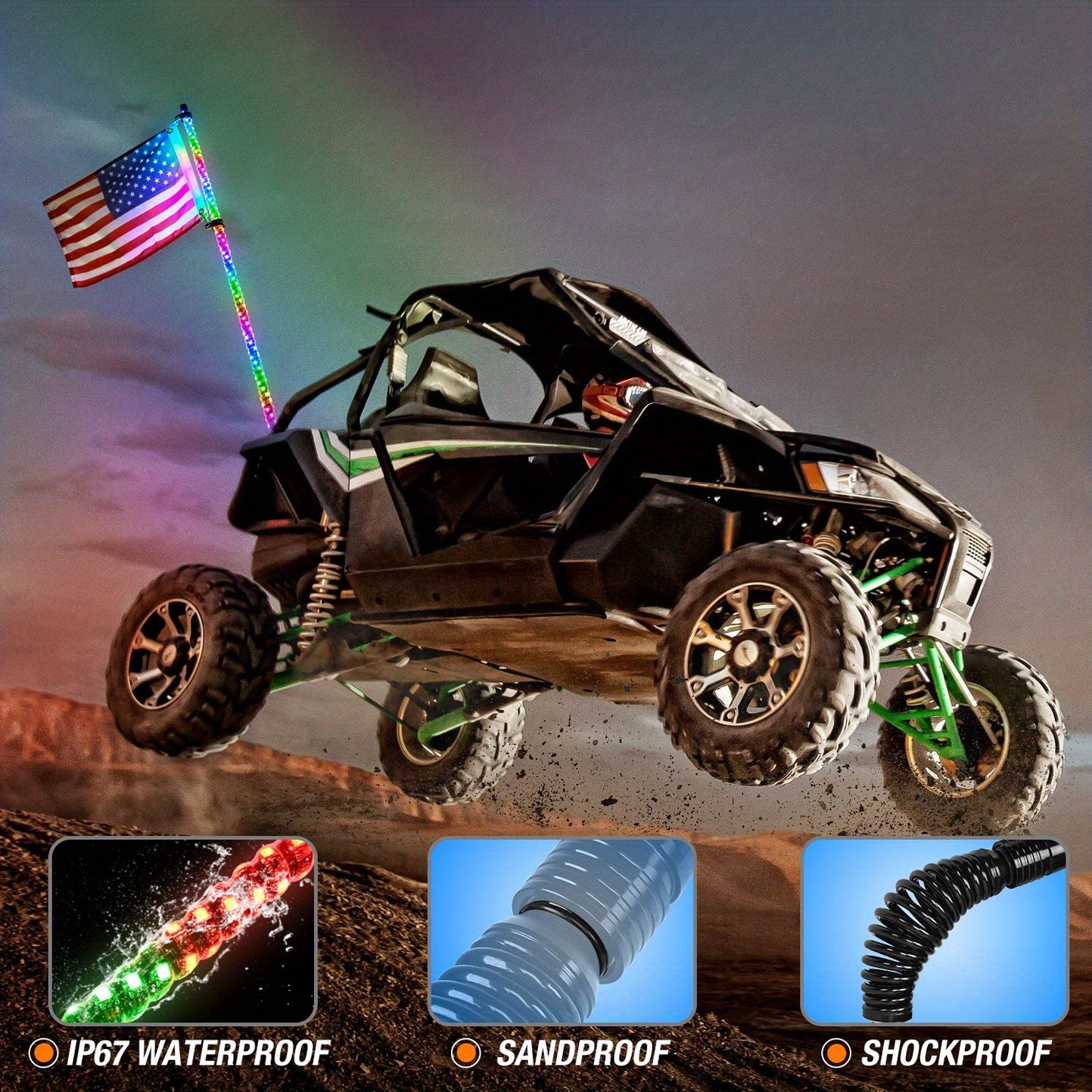 Spiral Rgb Led Whip Light Spring Base Chasing Light Rf Temu