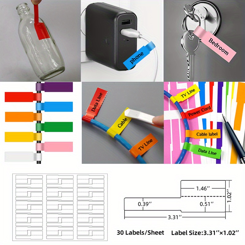 240 Piezas Etiquetas Cables 8 Colores Autoadhesivas Color A4 - Temu Chile