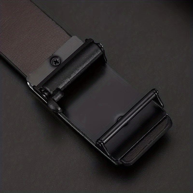 A Black Symmetrical Buckle Belt, Simple Faux Leather Chinese