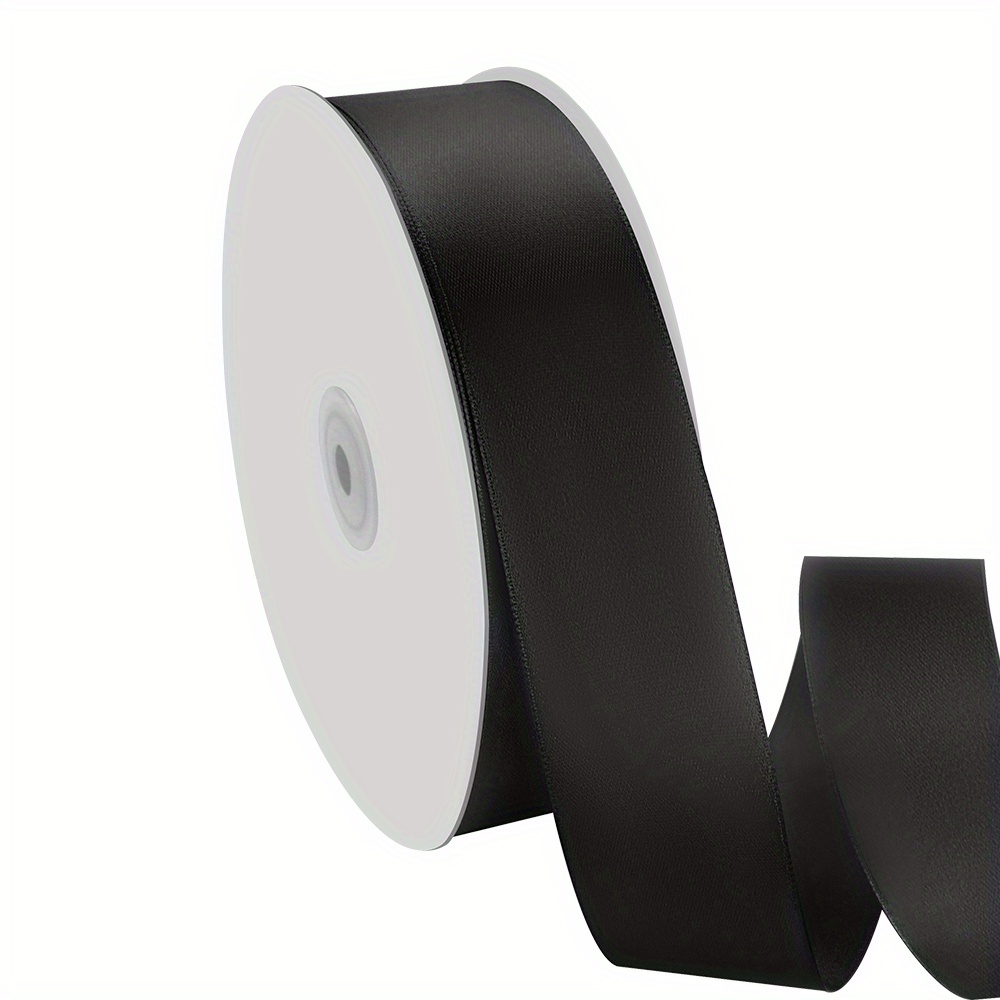 Black Satin Ribbon X 100yds Thin Solid Color Satin Ribbon - Temu