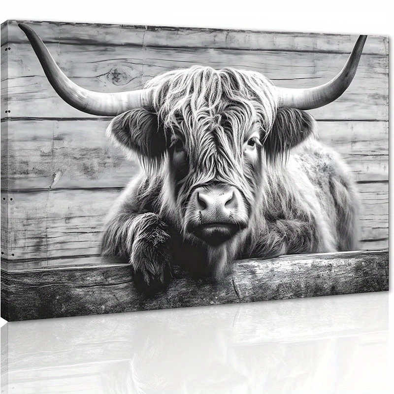 Cute Highland Cow Wall Art Pasture Hairy Cow Animal Pictures - Temu