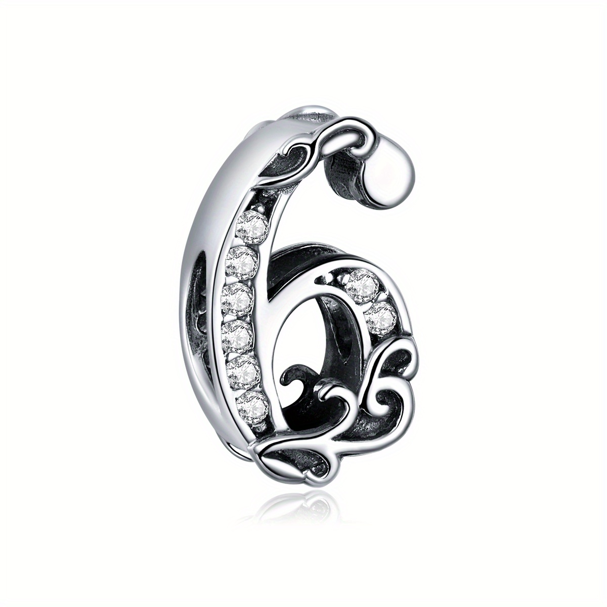 0-9 Arabic Number 925 Silver Bead Without Chain