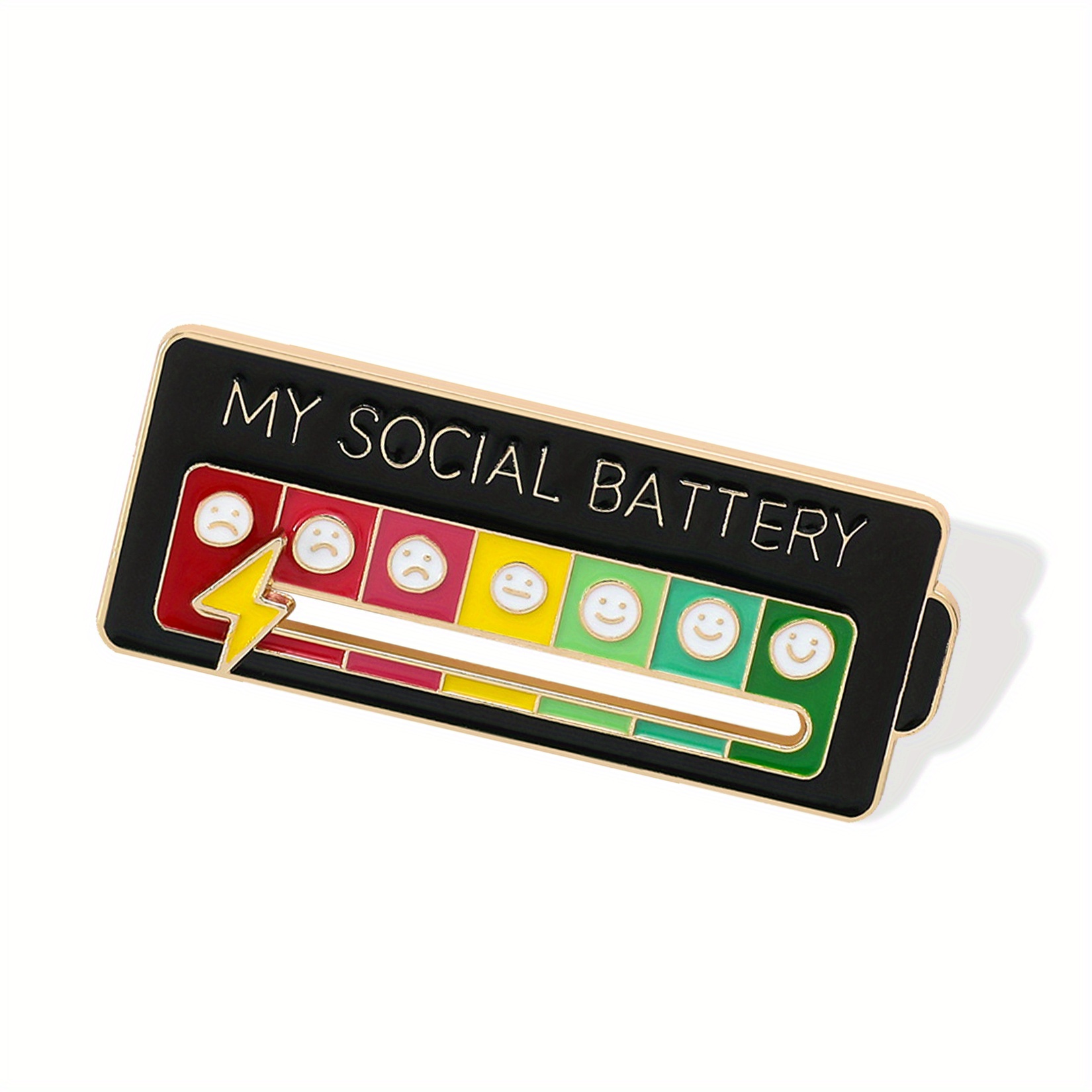 Social Battery Pin Creative Lapel Pin Fun Enamel Emotional - Temu