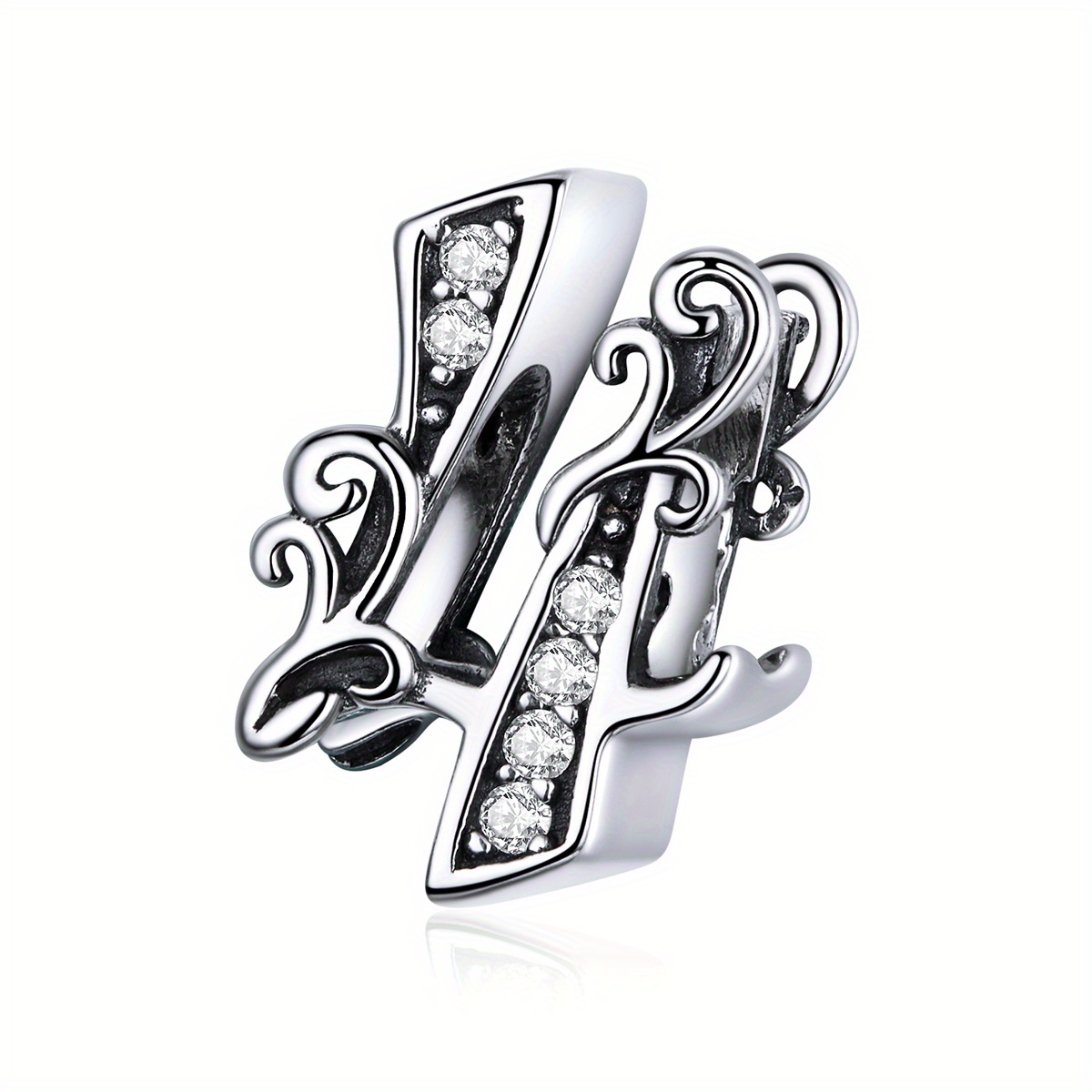 0-9 Arabic Number 925 Silver Bead Without Chain