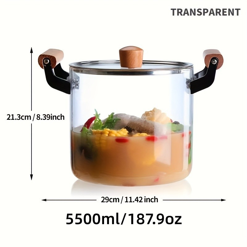 Stock Pot - Soup Pot With Lid, Glass Saucepan Heat, Glass Stovetop Cooking  Pot, Glass Pasta Cooking Pots, 5L High Borosilicate Heat-resistant