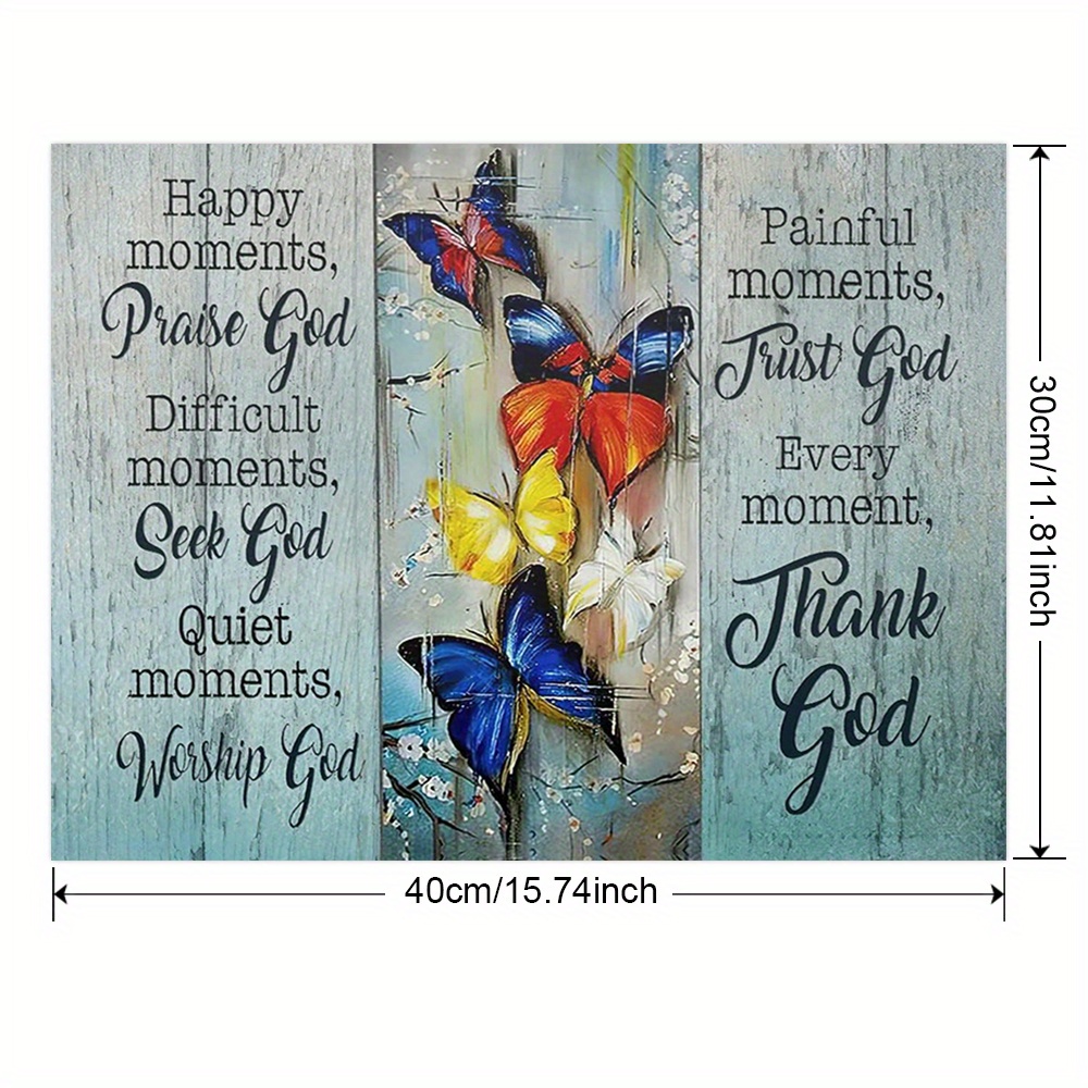 Christian Butterflies Canvas Art, Inspirational Pictures, Wall Decor Happy  Moments Praise God Painting, For Bedroom Bathroom Living Room Butterflies  Prints Artwork Temu Israel