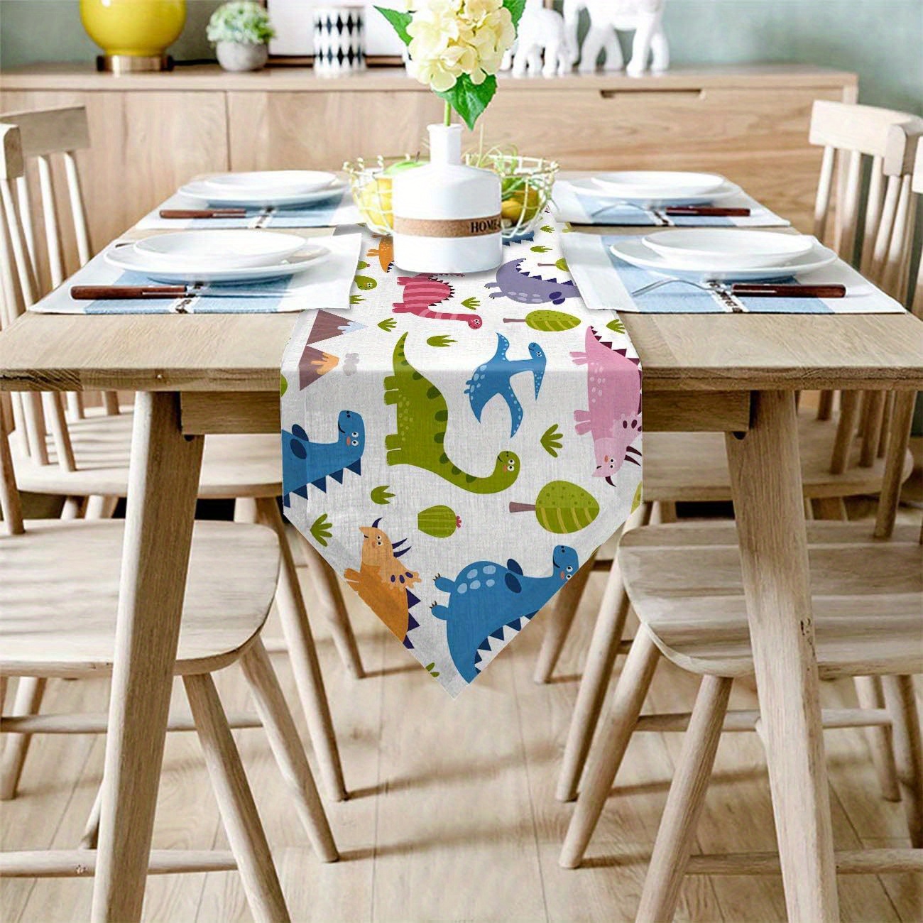 Coffee Table Runner Color Cartoon Dinosaur Animal Patterned Table Runners  For Kitchen Wedding Bridal Shower Decorations - Temu Japan