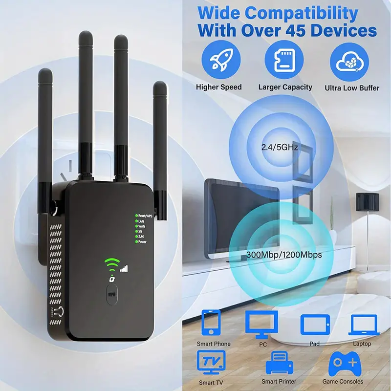 wifi extender signal booster for home and outdoor full coverage 5000 sq ft and 35 devices with repeater ap router 3 in 1 function details 2