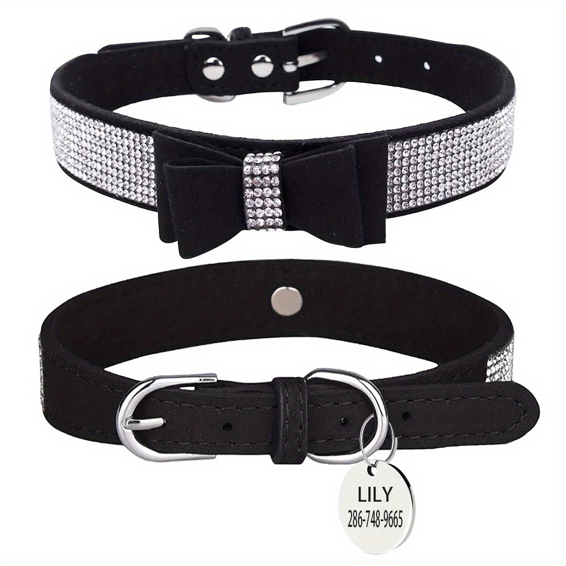 Black rhinestone best sale dog collar