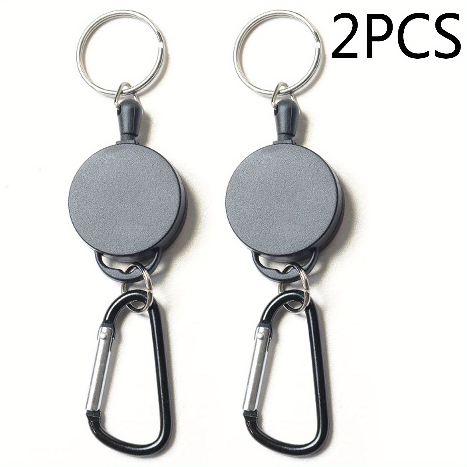 1 2 6pcs Mini Black Anti Lost Keychain Retractable Keychain Buckle Recoil  Ring Pull Clip Keyring