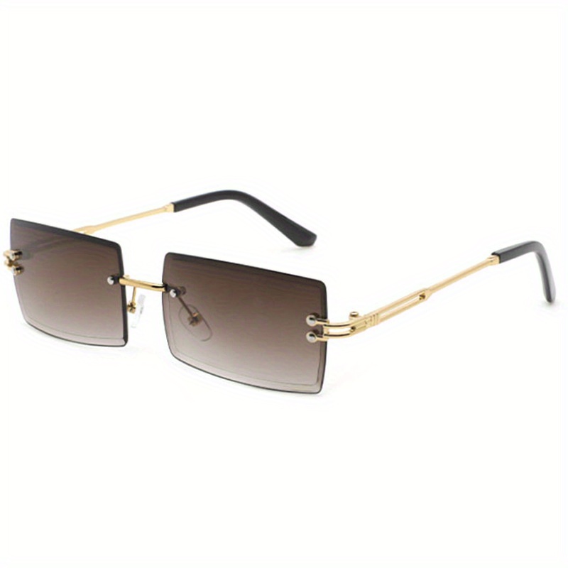 Rimless Sunglasses Gradient UV400 Sun Shades With Case
