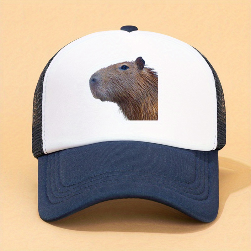 Capybara Print Baseball Cap Mesh Trucker Hat