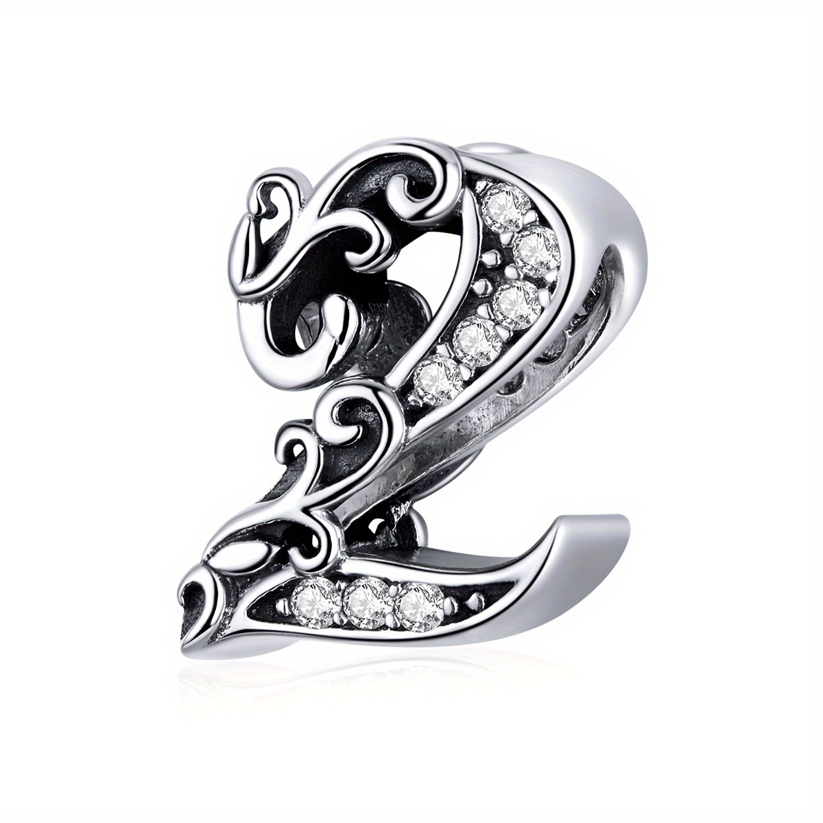 0-9 Arabic Number 925 Silver Bead Without Chain
