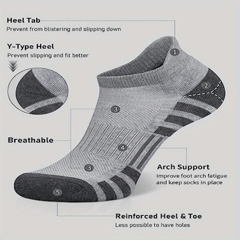 3 Pairs Athletic Cushioned Running Performance Heel Tab Ankle Half Cut Socks  For Men/Women