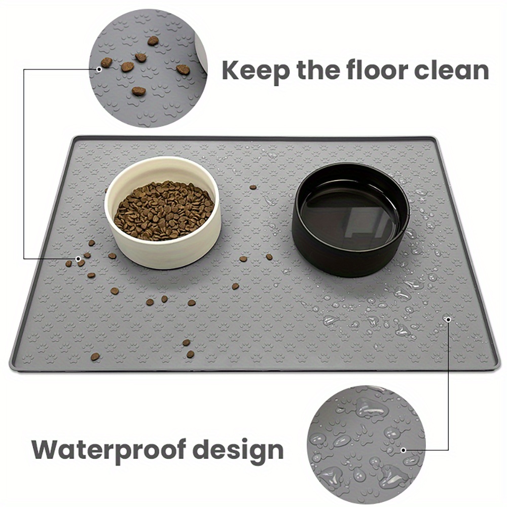 1pcs non slip silicone pet placemat with paw prints keep your floors clean and your pets happy details 2