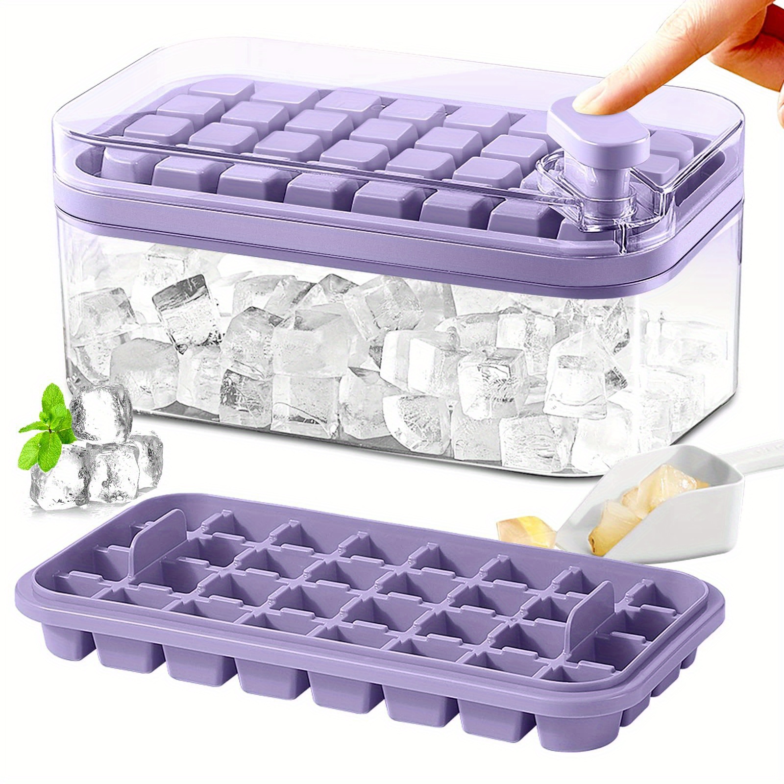 1pc Multi-grid Ice Cube Mold With 1pc Ice Shovel, Purple Ice Tray For  Kitchen