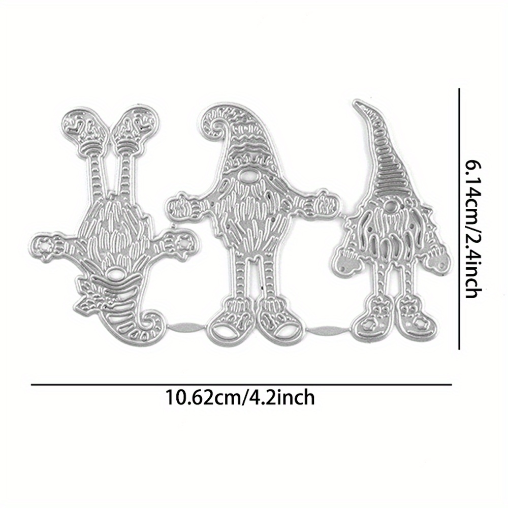 Image of 3pcs Gnome Metal Cutting Dies Set For Diy Scrapbooking, Card Making & Paper Crafts - Decorative Embossing Die Cuts