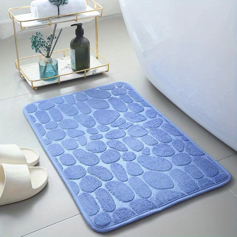 Memory Foam Bath Mat, Cobblestone Coral Fleece Bath Rug, Rapid Water  Absorbent, Non Slip, Washable, Thick, Soft and Comfortable Carpet for  Shower Room 