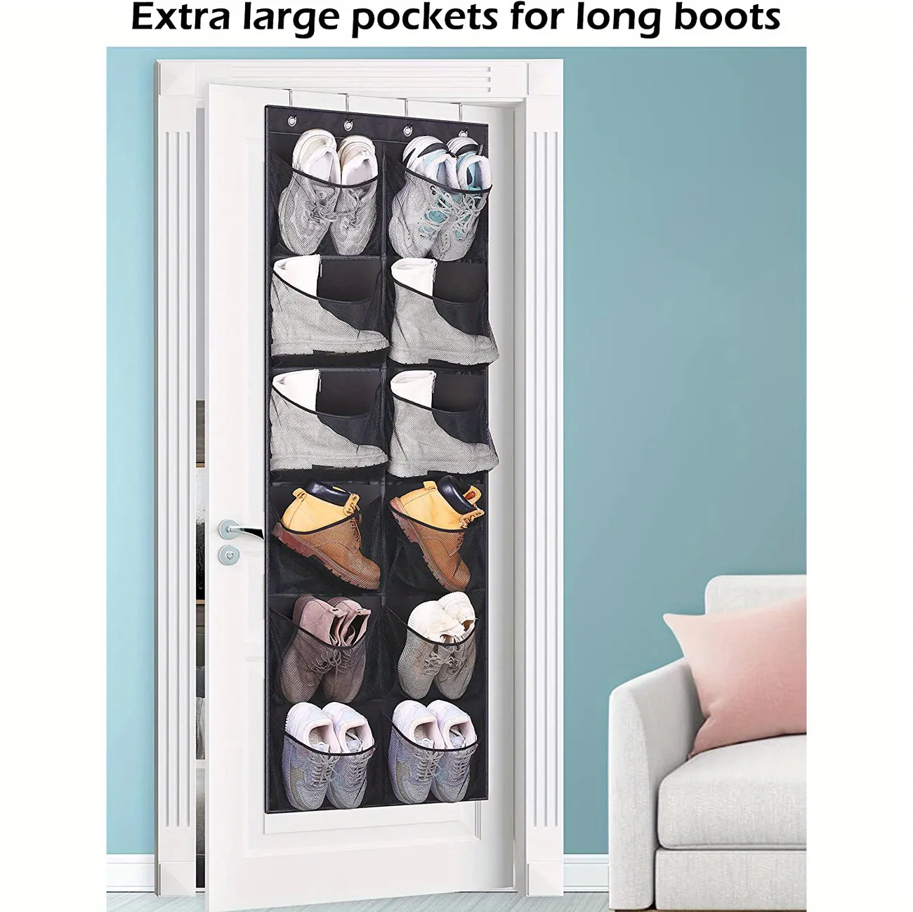 12 Large Mesh Pocket Over the door Shoe Organizer For Closet - Temu