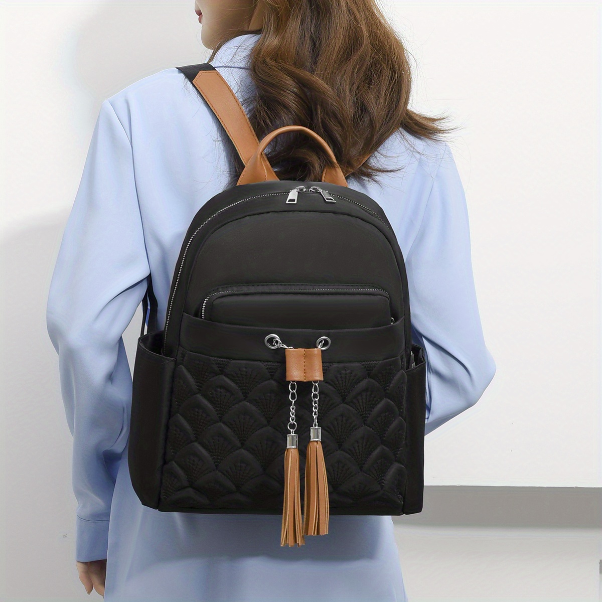 Casual Solid Zipper Backpack Women's Travel Daypack