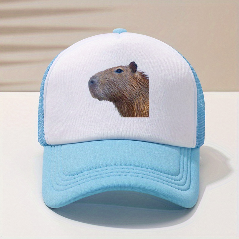 Capybara Print Baseball Cap Mesh Trucker Hat