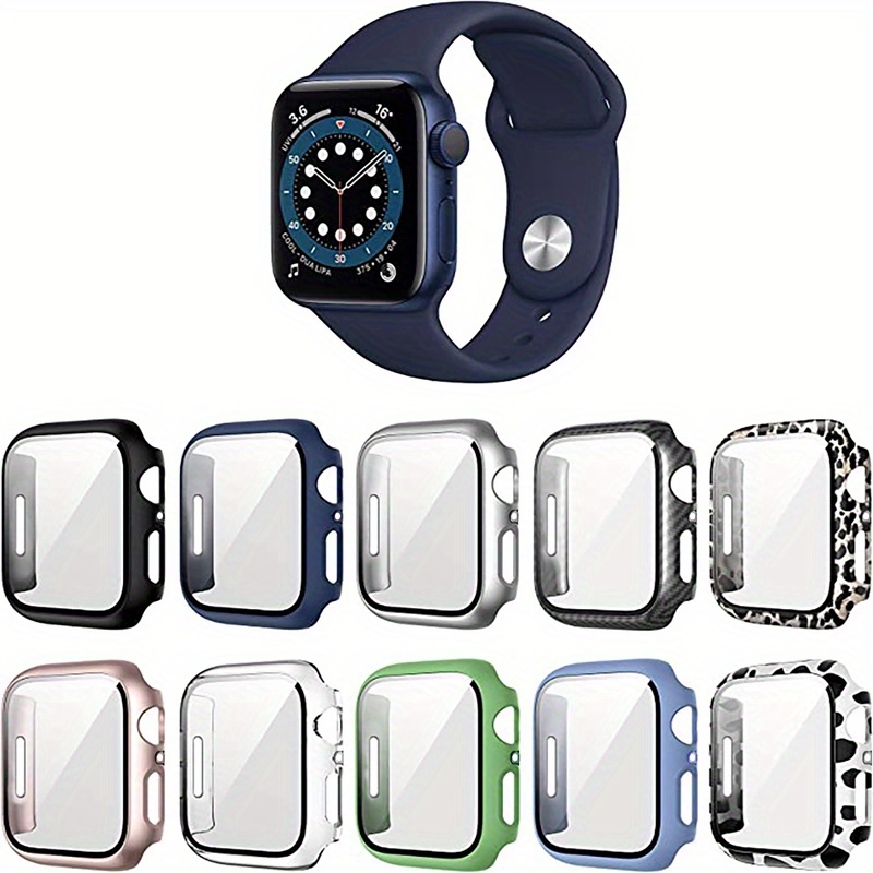 Blue Bumper Case For Apple Watch  2 in 1 Tempered Glass Screen Protec