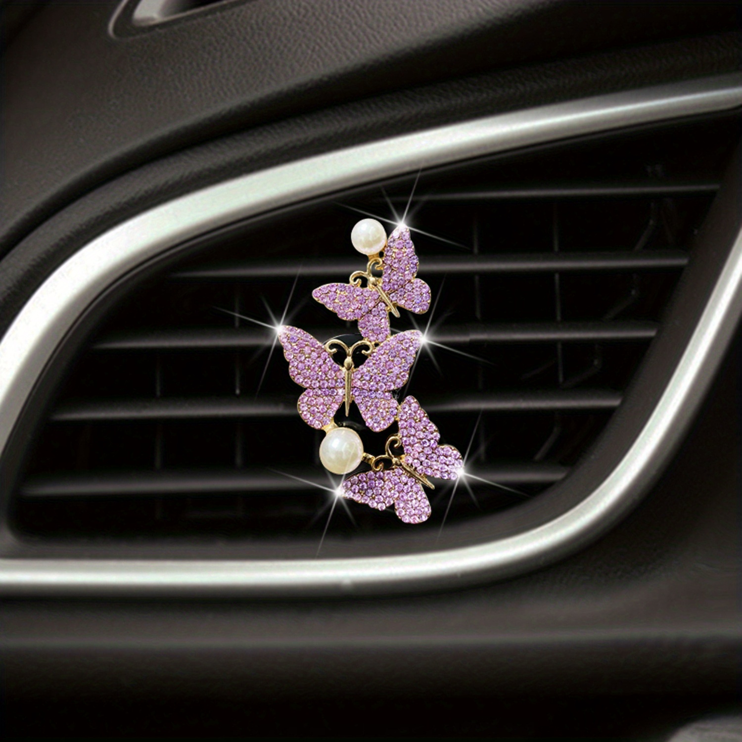 Pearl Rhinestone Butterfly Car Air Outlet Aromatherapy Car - Temu