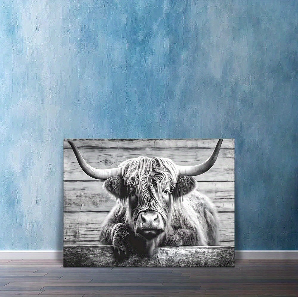 Canvas Painting Highland Longhaired Cow Cute Cow Sublimation - Temu