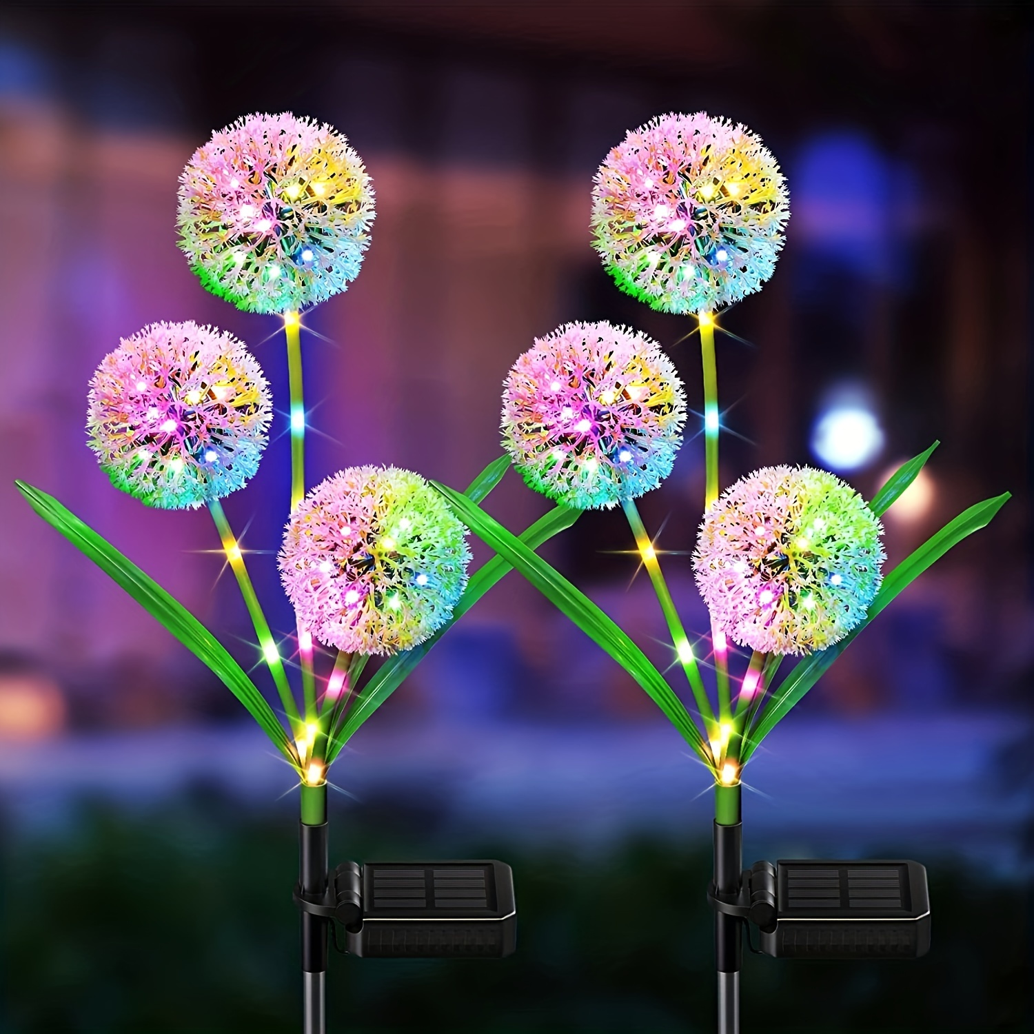 1pc 2pcs solar outdoor lights decorative 36leds solar garden lights with 2 lighting modes 3 in 1 solar dandelion flowers ip65 waterproof solar powered outdoor lights for garden yard multi colored details 0